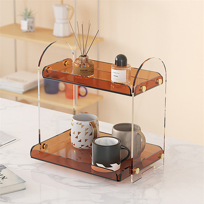 洗漱台化妆品置物架台面卫生间浴室轻奢风亚克力多层桌面收纳盒子