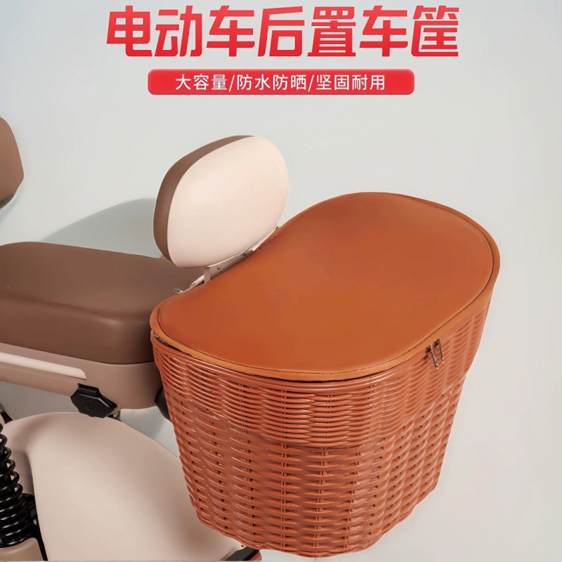 电动车后置车筐电动摩托车后尾挂篮置物车篓后用靠背菜篮子