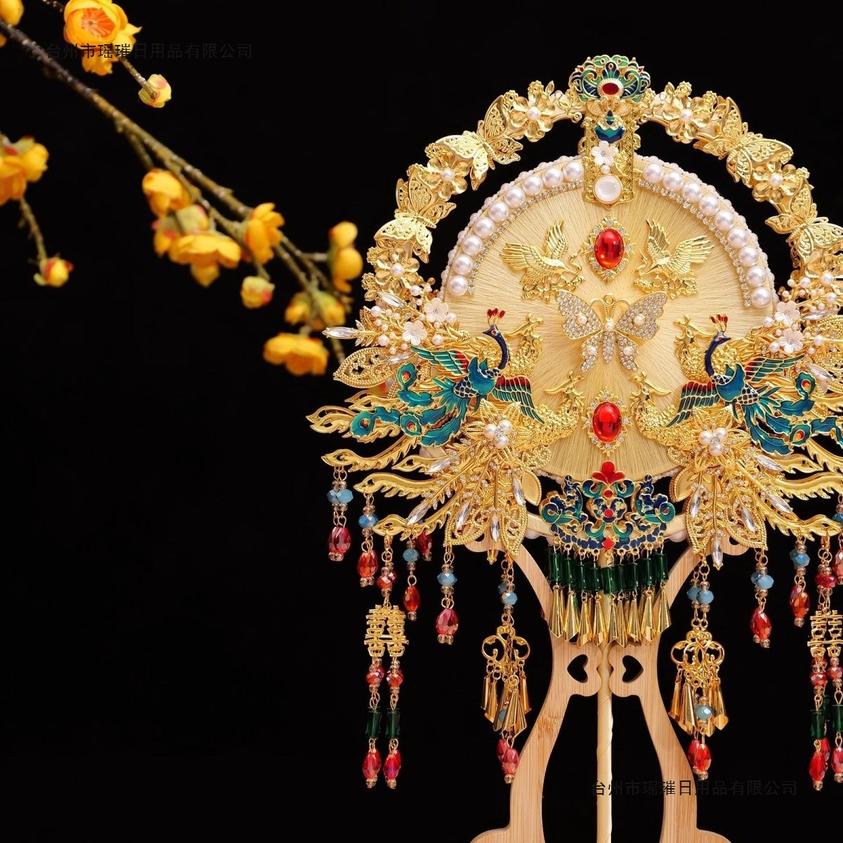 真蚕丝团扇新娘结婚扇子材料diy双面双色高级秀禾喜扇婚礼成品