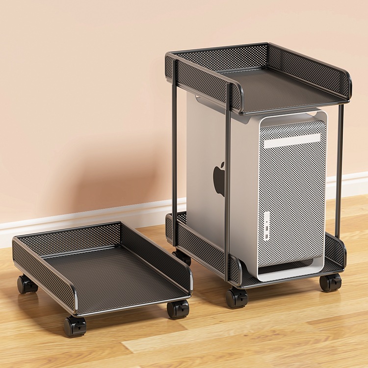 电脑主机托架桌下台式机箱托架办公室可移动底座带滑轮置物架托盘