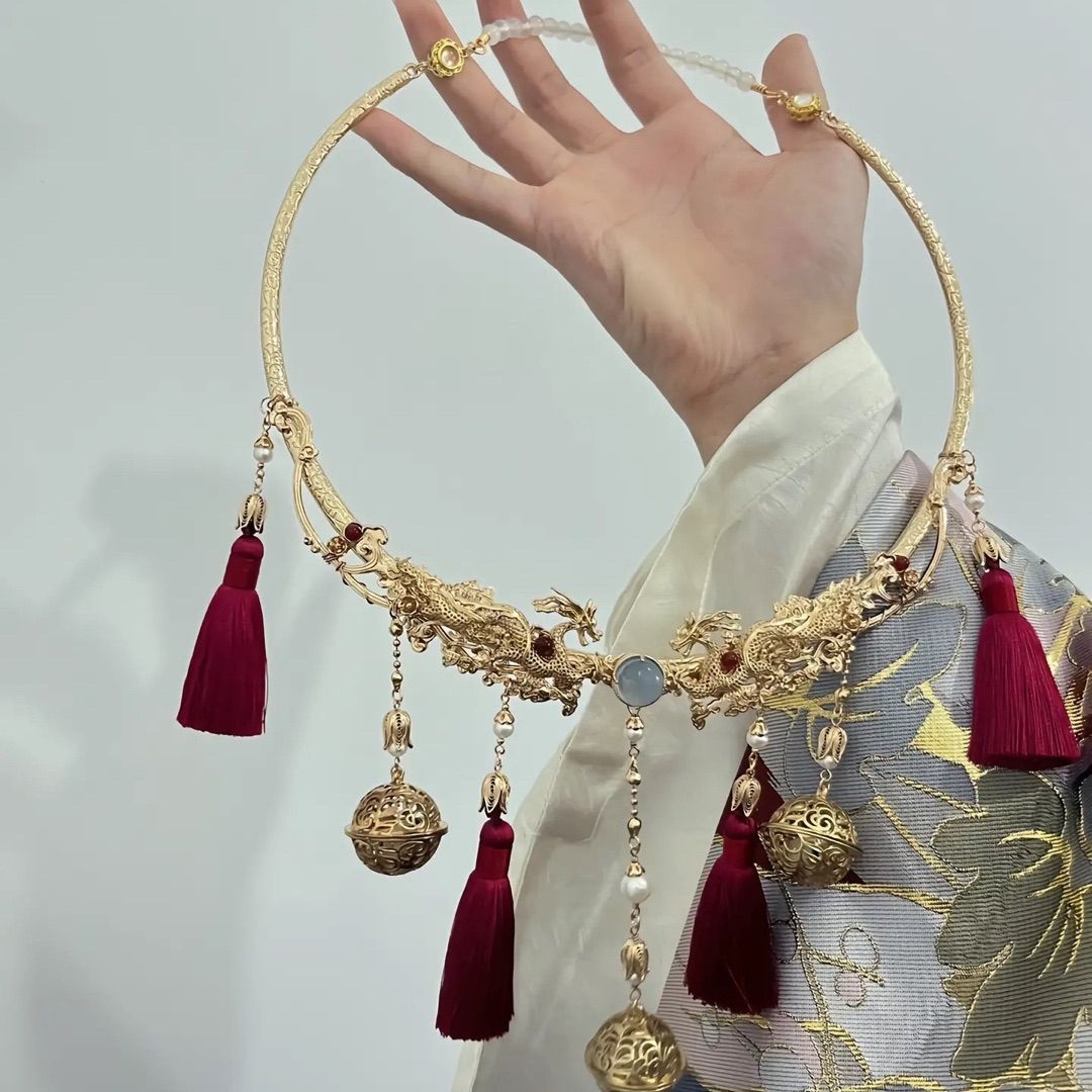 汉服璎珞明制古风项圈民族风百搭流苏铃铛男女坦领配饰手工