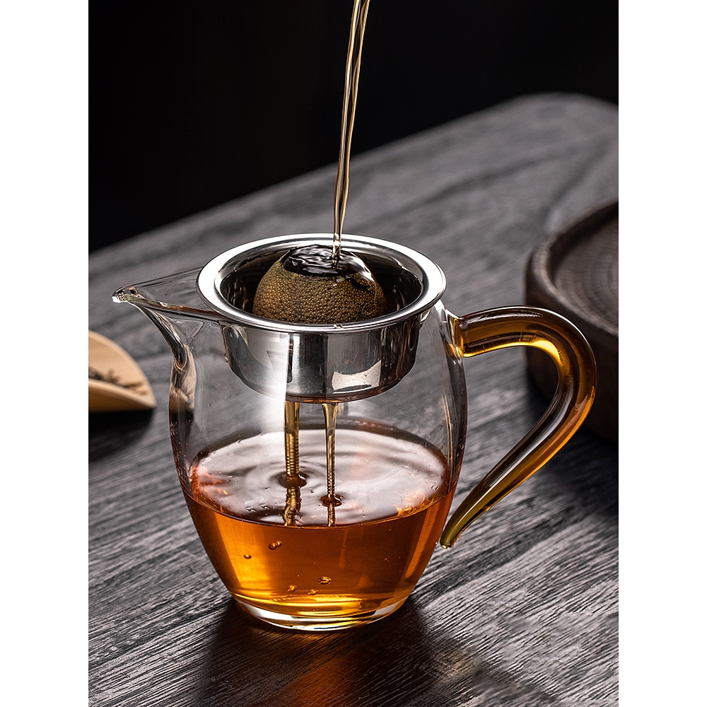 家用茶具茶漏过滤网泡茶公杯分茶器加厚耐热高硼硅玻璃公道杯