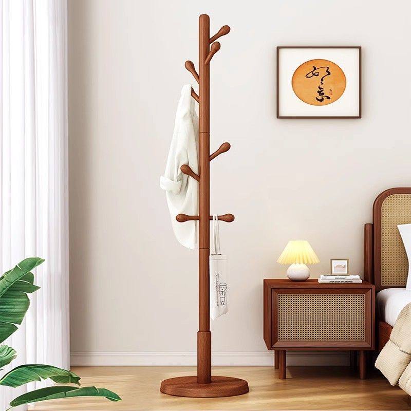 实木衣架落地卧室挂衣架意式家用衣服挂架置物架子客厅榉木衣帽架