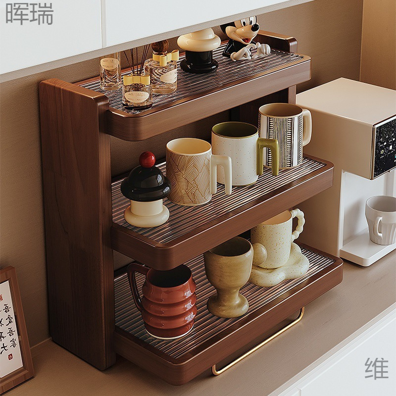 实木杯架置物架桌面多层台面杯架子收纳桌上小型放水杯茶杯茶具架