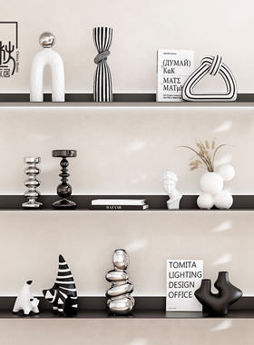 速发抽象艺术个家小众样板间简约性饰装居品酒柜摆设客厅壁龛摆件