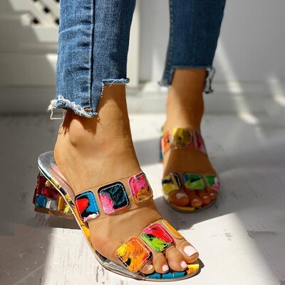 速发Sads Wo Sque Heels Sumr Sads Peep e Ladies Mu