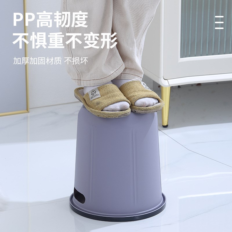 速发塑料圆形高颜值垃圾桶压盖式纯色家用厨房大厅卧室卫生间纸篓