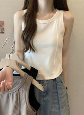 速发大码白色内搭吊带背心202新款夏衫针织短款无袖打底季上衣