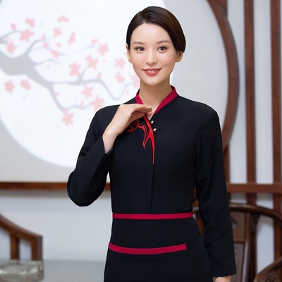 速发服务员工作服长袖秋冬装餐饮酒店火锅店烧烤店快餐前厅工装工