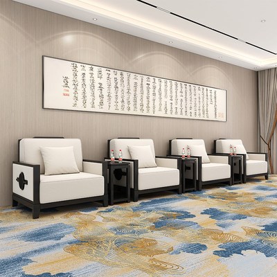 速发办公沙发新中式贵宾接待室会议单人办公室会客厅商务洽谈实木