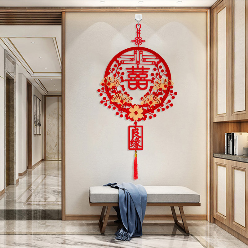 速发厅婚立体喜布挂件新婚房客结门字置卧室装饰挂饰男方婚庆用品