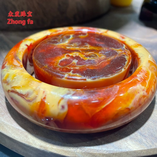 爆款琥珀根珀溶洞蜜妖花纹手镯时尚潮流旺夫镯子送礼节日礼物