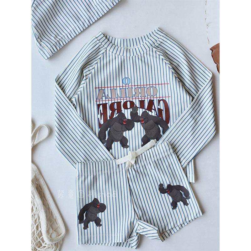 男童泳衣2025新款夏季大童防晒潮酷水洗分体泳装儿童个性两件套装