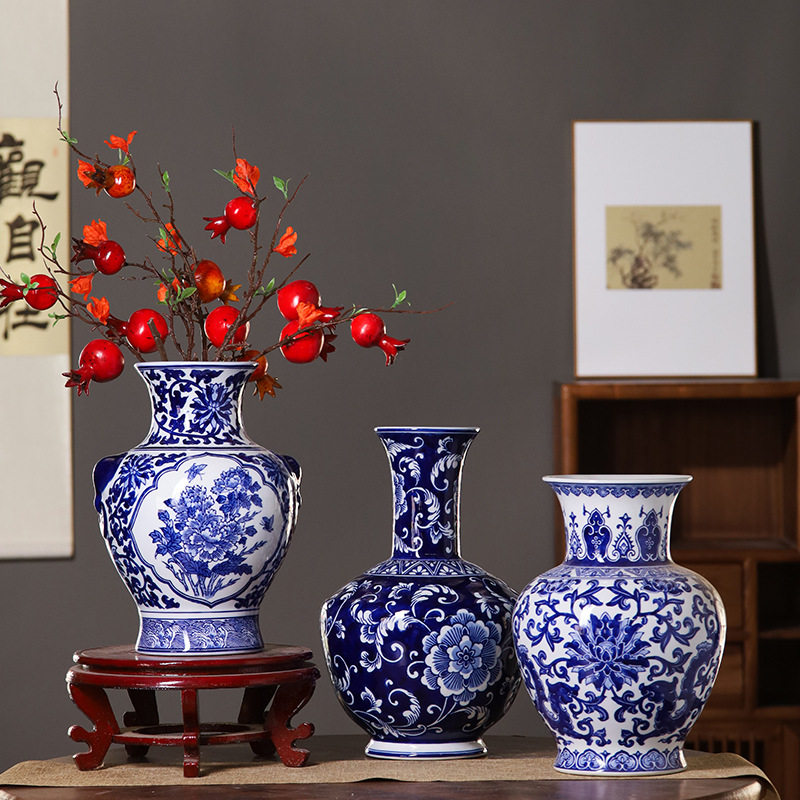青花瓷花瓶中式青花瓷器仿古