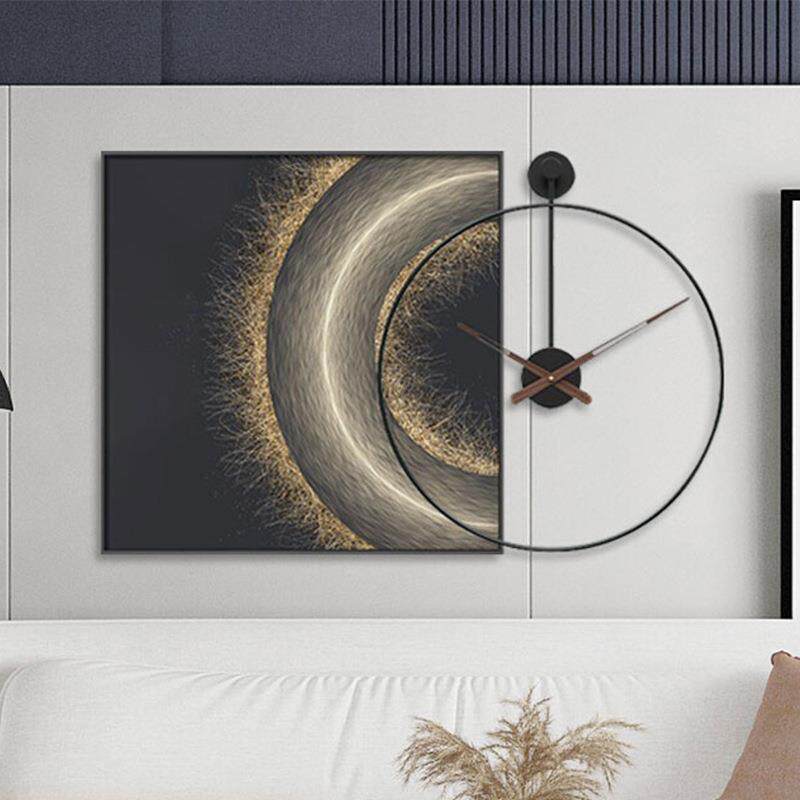 轻奢餐厅装饰画带时钟表创意组合现代简约客厅挂画墙壁画