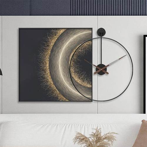 轻奢餐厅装饰画带时钟表创意组合现代简约客厅挂画墙壁画