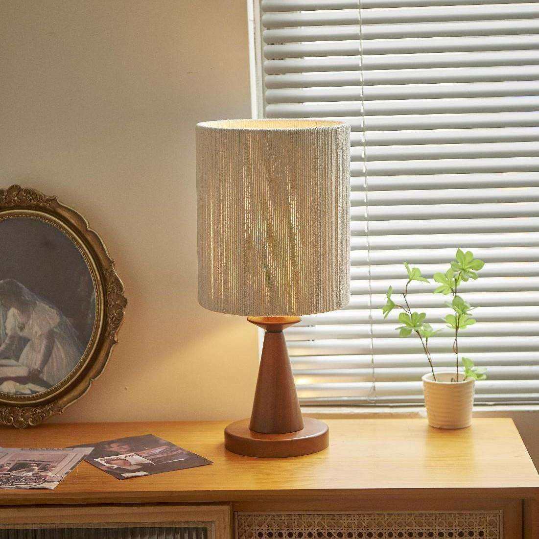 中古风实木布罩台灯复古古典卧客厅餐厅室床头书房护眼氛围感灯饰