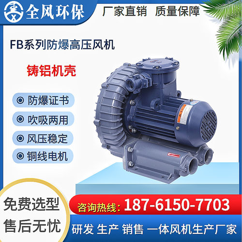 YBX3高压防爆鼓风机隔爆型环形旋涡气泵曝气集尘吸尘增压气体输送