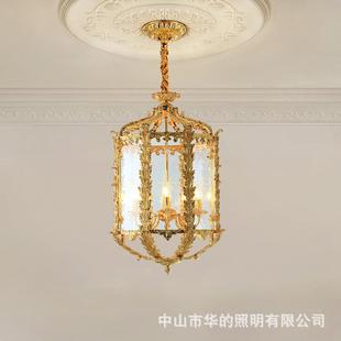 法式复古阳台走廊门厅全铜吊灯欧式餐厅玄关衣帽间奢华大气小吊灯
