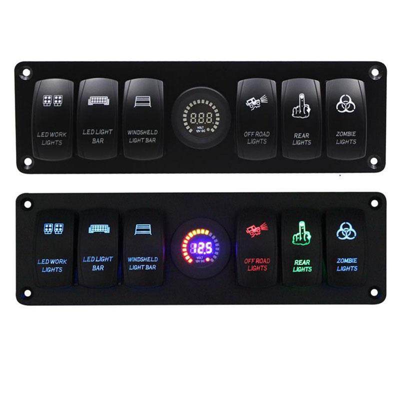 房车游艇改装防水6位翘板开关组合面板船型功能开关带彩屏电压表,畜牧/养殖物资,畜牧/养殖器械,淘宝优惠券,粉丝福利购,淘宝优惠卷