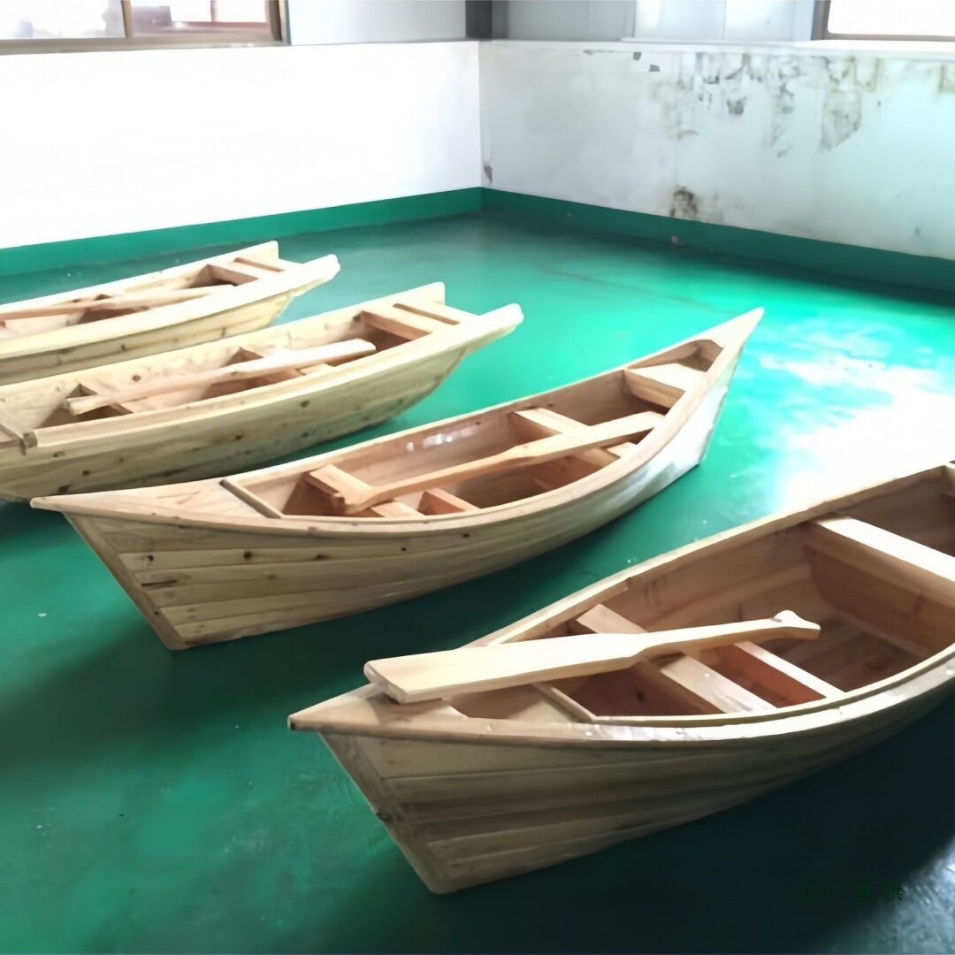 欧式手工两头尖木船模型摆件