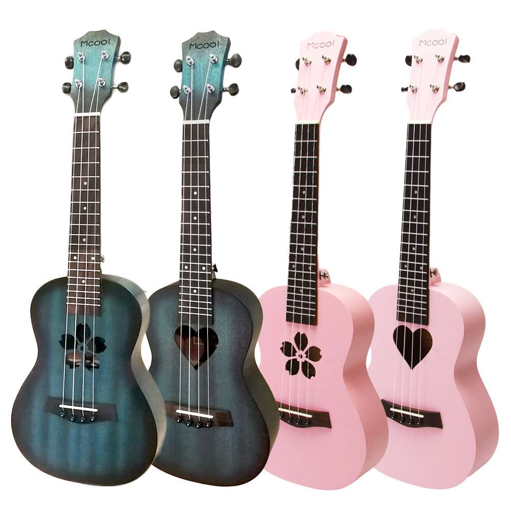 尤克里里23寸粉色少女心初学者学生成人女儿童木质小吉他乌克丽丽