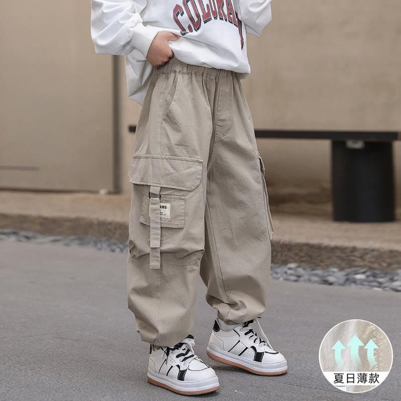 痞帅风男童工装裤薄款2025新款男孩冰丝裤儿童裤子夏装休闲速干裤
