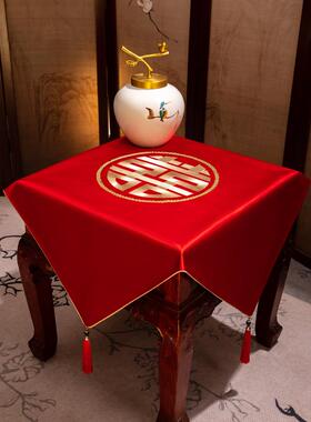 婚礼台红色布长方形客VYV厅茶几防婚水台布婚礼装新饰台布婚礼织