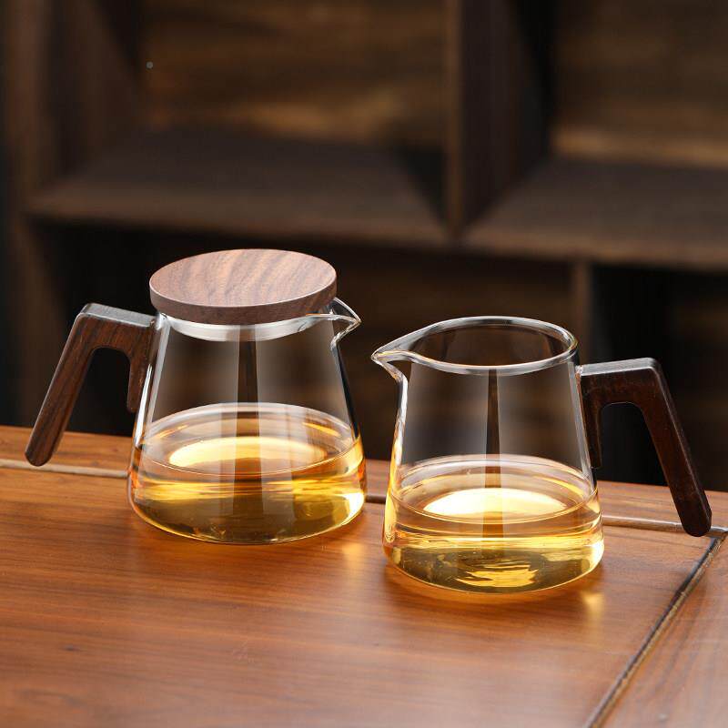 胡桃JCP木玻璃公道杯带盖加厚耐温家用高冲档具茶茶漏一体茶高分