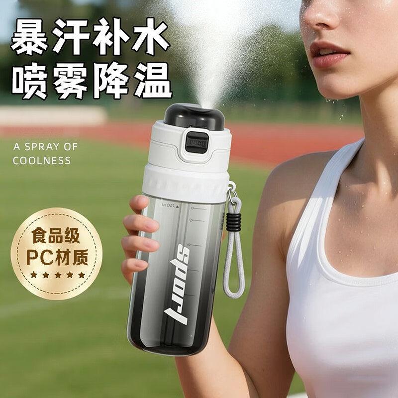 款运动喷雾水杯2026新饮量夏季儿童学生双大容水壶8989户外塑料喷