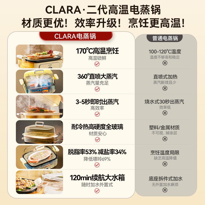 CLRAA可莱电蒸锅多功能家用高速温预约蒸煮CR-ZG800炖全玻璃蒸锅