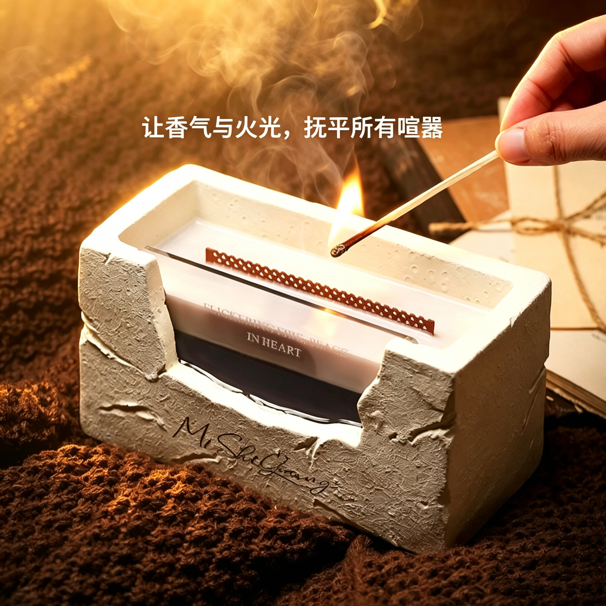 香薰礼盒蜡烛木质送礼小众生日礼物卧室内白噪音持久安神助眠摆件
