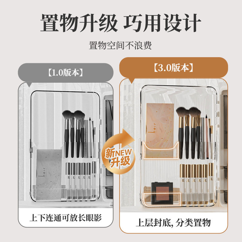 轻奢大容量护肤品收纳柜桌面口红盒收纳箱梳妆台防尘化妆品收纳盒