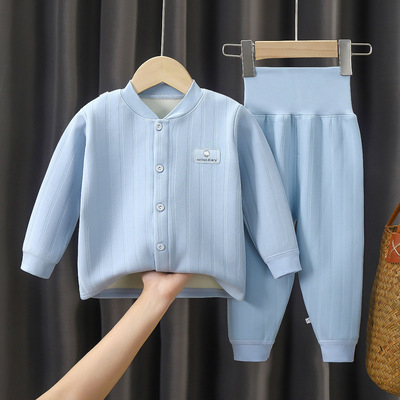 婴儿保暖衣套装纯棉加厚秋衣男女儿童宝宝内衣裤春秋冬季夹棉衣服