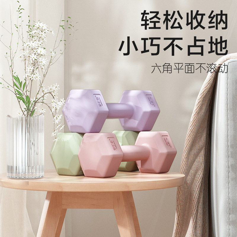 艾美仕家用女士彩色哑铃 跳操健身私教 瘦手臂练臂肌女士水泥哑铃