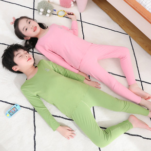 新款儿童保暖套装德温热磨毛双面绒男女小中大童秋衣秋裤打底内衣