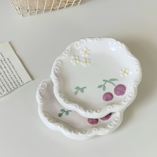 创意陶瓷盘子ins高颜值家用6英寸点心盘网红可爱早餐盘甜品蛋糕盘