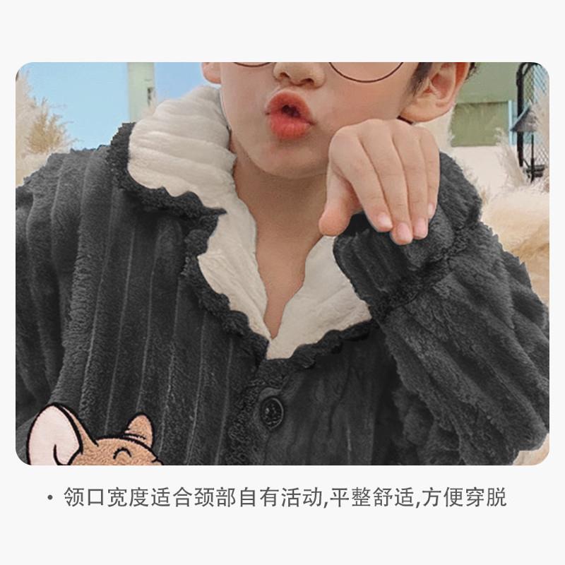 儿童睡衣珊瑚绒法兰秋冬季加绒加厚款大男童小男孩家居服2025新款