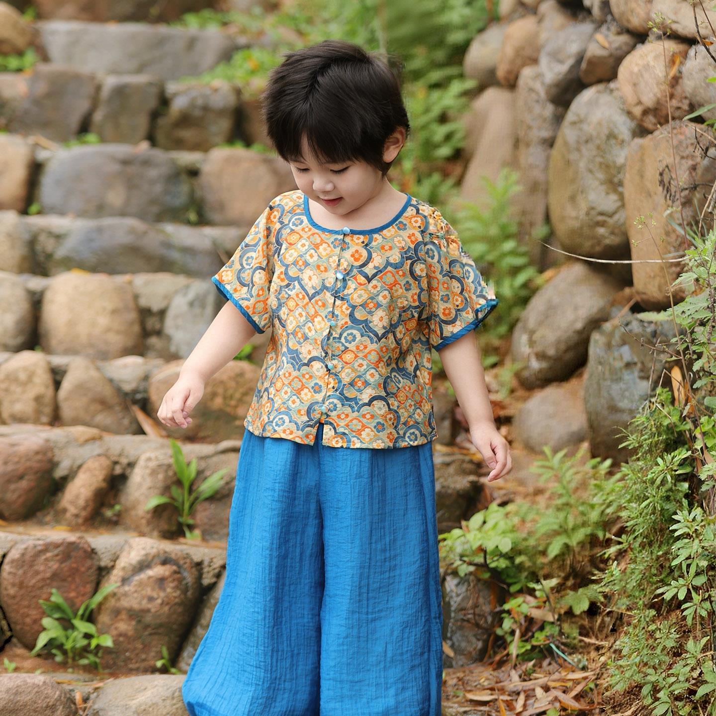 汉服男童26年夏装宝宝唐褙子套装小男孩清凉古装儿童日常表演唐装