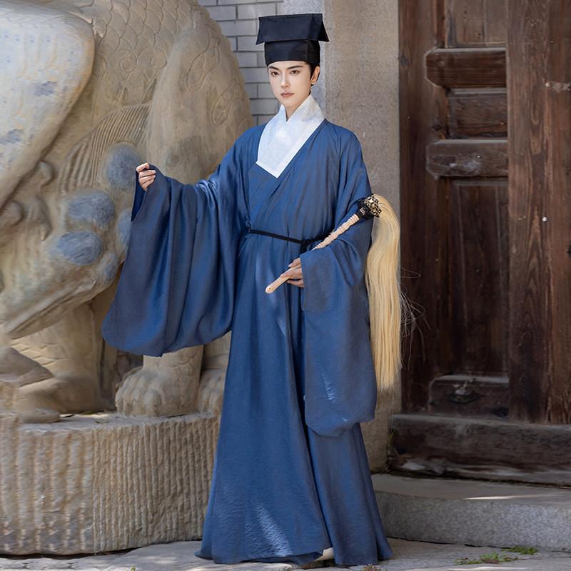 斜塘衣庄明制汉服男仙气古风( 道袍)大氅衣服男书生汉服夏季薄款