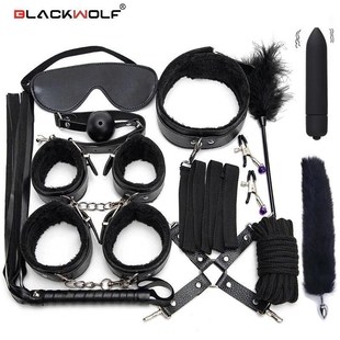 Bondage Leather BDSM Kits Sexy Set Sex Plush Handcuffs