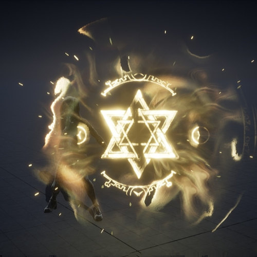 UE5.2金黄色魔法阵能量球爆炸魔法书攻击技能特效ARPGVFXPack02