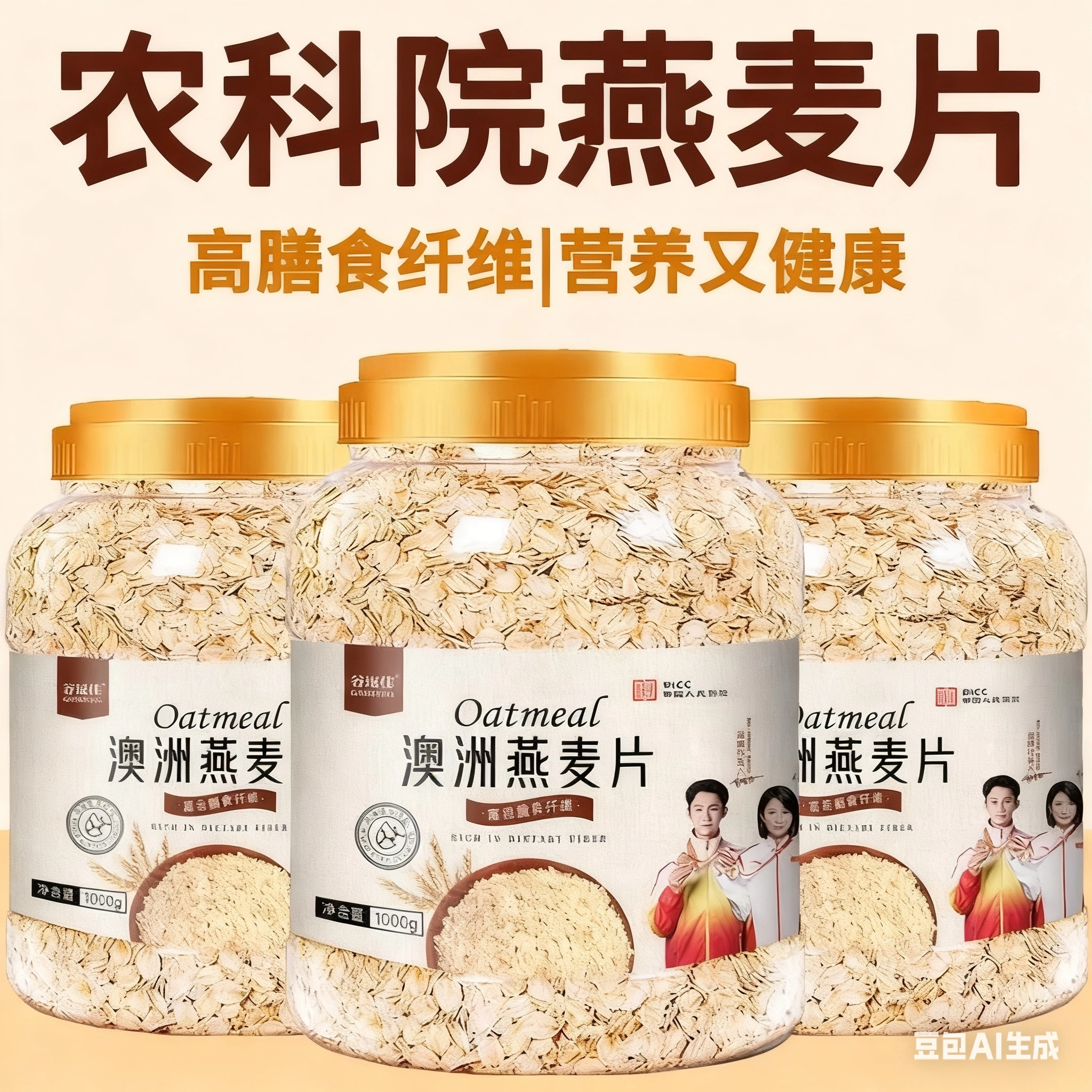 燕麦片进口官方旗舰店进口燕麦片原料1Kg/桶免煮即食燕麦片早餐