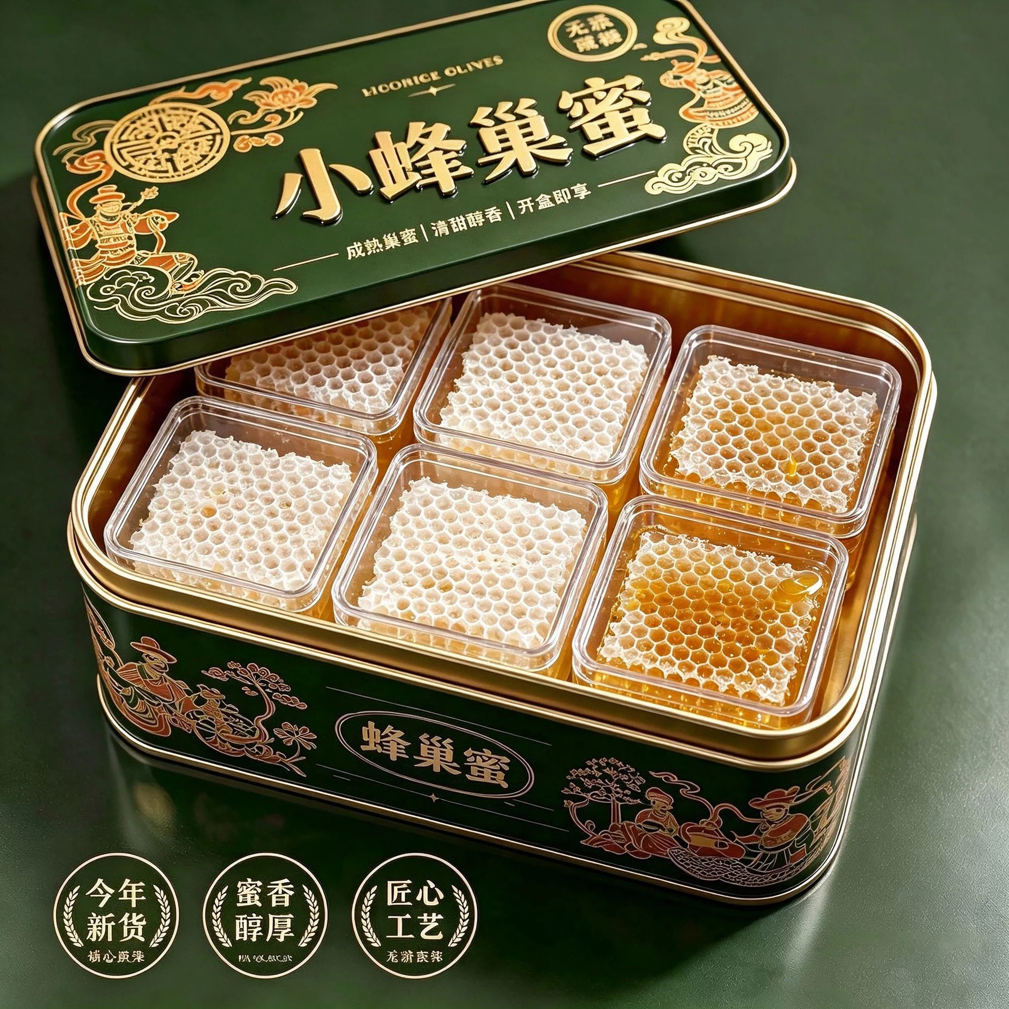 纯正蜂巢蜜块嚼着吃原切正品天然野生农家土蜂蜜巢蜂窝便携小包装