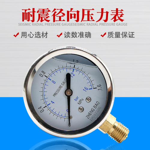 上海正宝仪表耐震压力表YN-60油压表水压防震抗震表1.6mpa真空表
