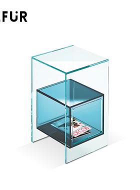 FIAM意式极简玻璃沙发边几边柜客厅收纳柜可移动小茶几卧室床头柜