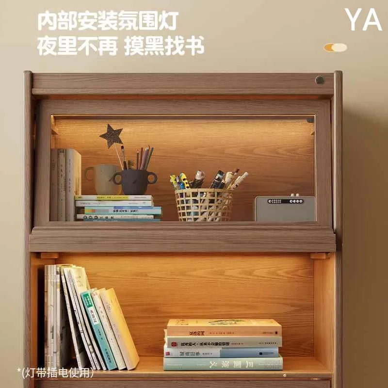 书柜一体整墙储物柜带门组合家用客厅落地展玻璃示门书架防尘新款