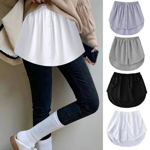 Checkered fake veratile base skirt女式格子假衬衫屁帘打底短裙