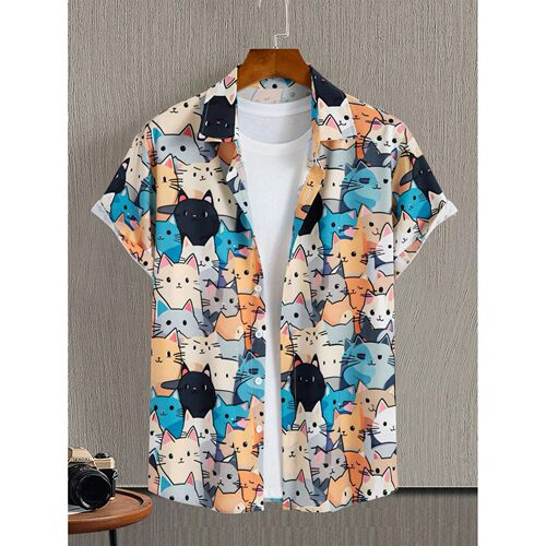 3D digital printed lapel loose cardigan 3D印花翻领宽松开衫男