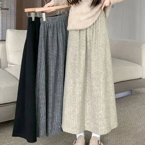 High waisted A-line skirt with large swing skirt 高腰a字长裙